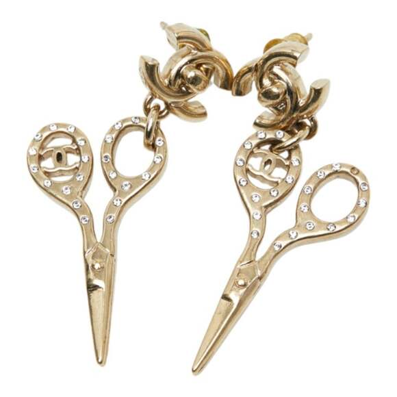 CHANEL Gold Logo Earrings